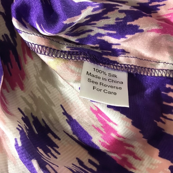 Parker Purple Abstract Design Strapless Silk Dress - Picture 6 of 8